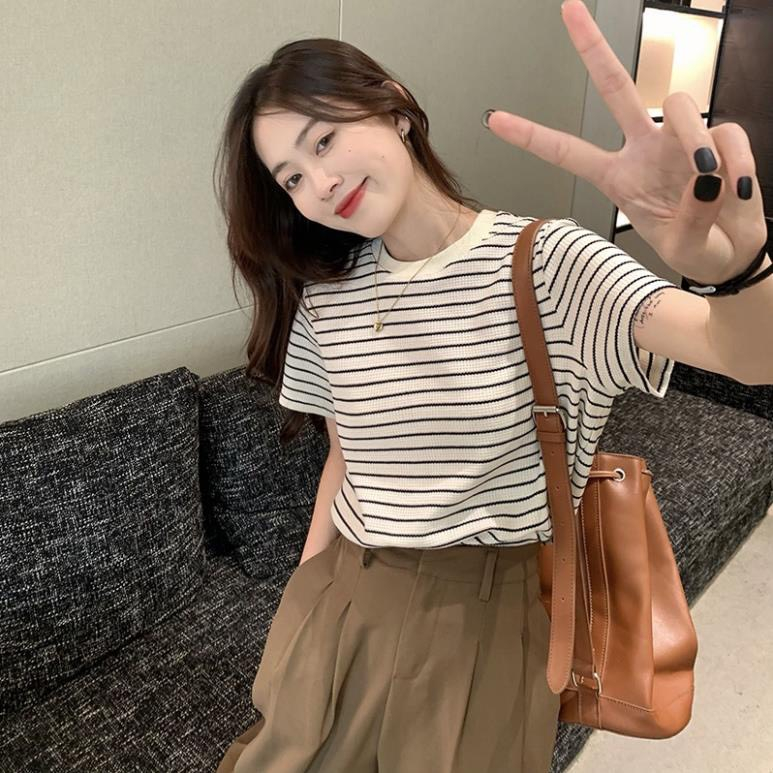 Áo Thun Len Baby Tee Unisex Kẻ Sọc Dễ Thương