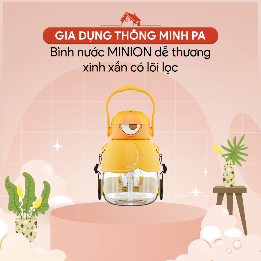 Bình nước MINION dễ thương xinh xắn có lõi lọc (giao màu ngẫu nhiên)