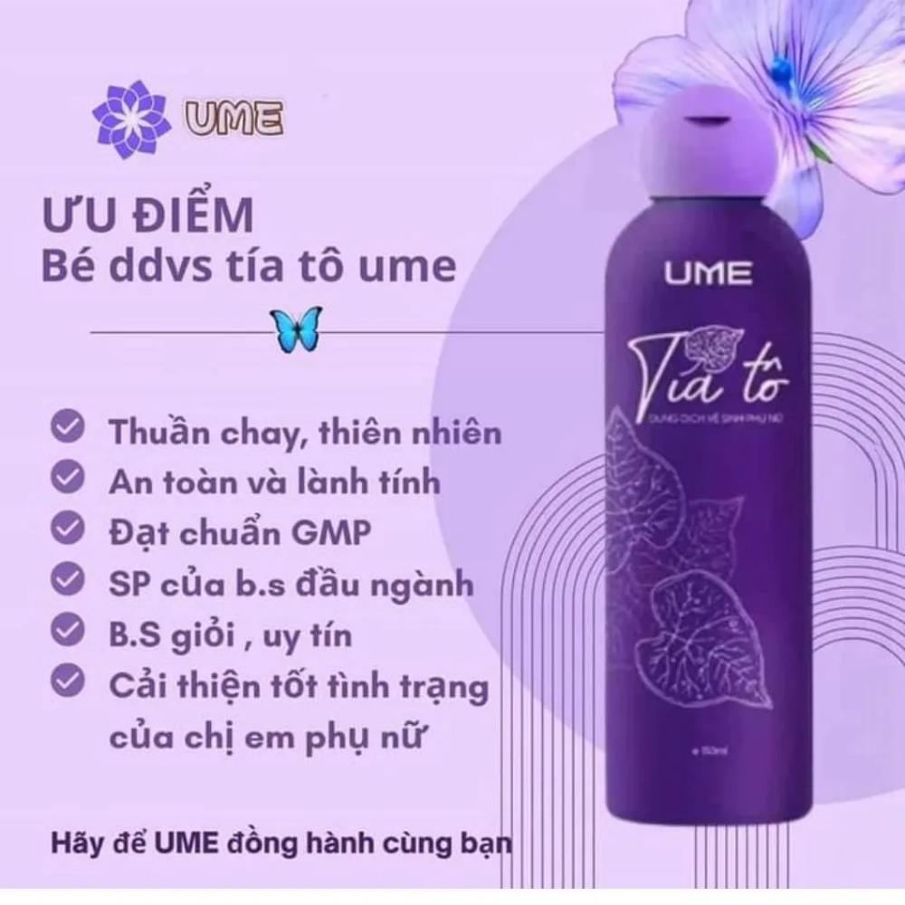 Dung dịch vệ sinh phụ nữ tía tô ume, làm sạch - Dung dịch phụ nữ tía tô, khử mùi hôi. ngứa, giữ mùi thơm trong 24h 150ml