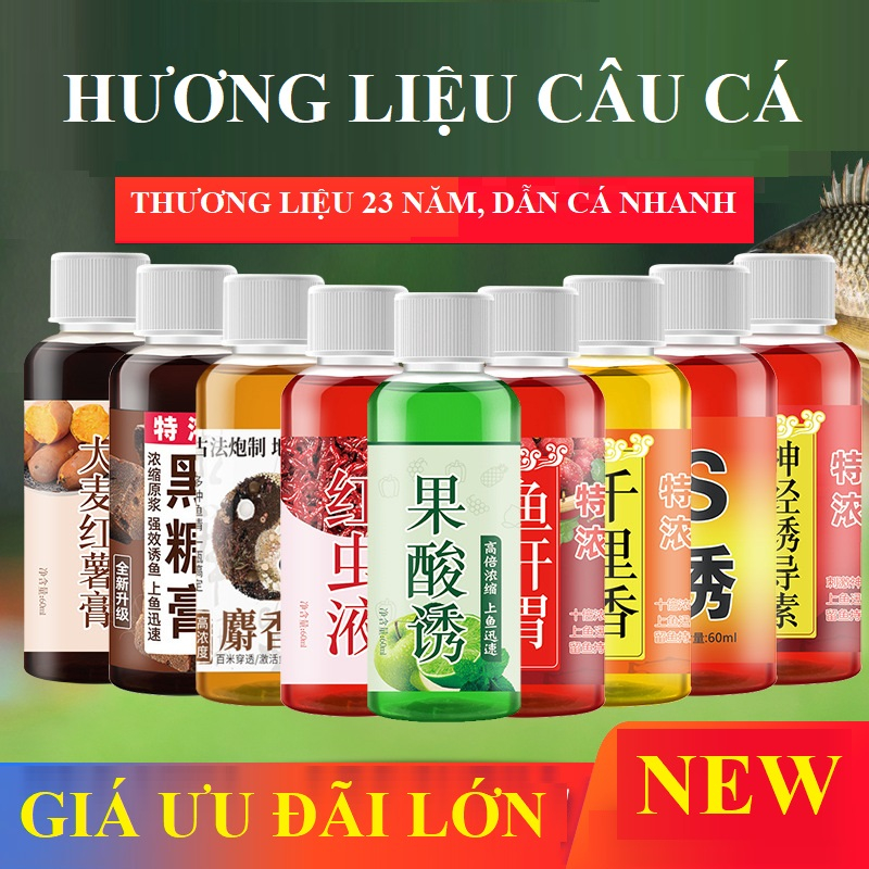Tinh mùi câu cá, hương liệu dụ cá hương thơm mạnh mẽ, siêu dẫn dụ phù hợp với nhiều loại cá