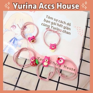 Dây thun cột tóc gấu dâu co giãn gắn charm siêu bền