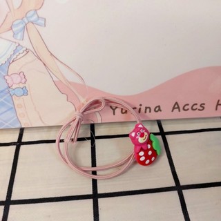 Dây thun cột tóc gấu dâu co giãn gắn charm siêu bền