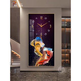 Tranh đồng hồ cá vàng may mắn/ tranh lối vào đại sảnh/ đồng hồ treo tường/ deco khách sạn/ nhà nghỉ