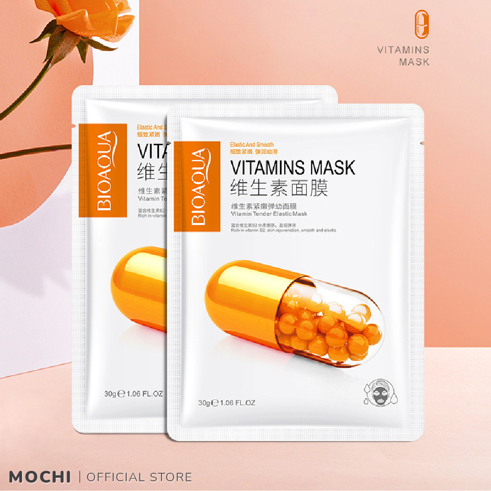 Mặt Nạ Giấy Vitamin Dưỡng Da Trắng Sáng Cấp Ẩm Chăm Sóc Da Mụn Mask Đắp Mặt Vị Trái Cây Nội Địa Trung MOCHI SHOP