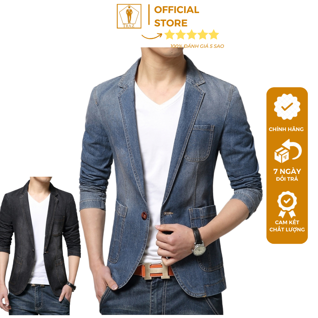 Aó Vest nam TRAZ chất liệu Jean cao cấp vest được thiết kế theo phong cách hàn quốc