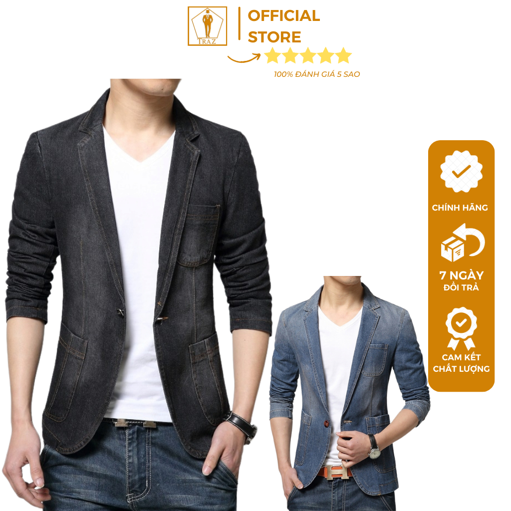 Aó Vest nam TRAZ chất liệu Jean cao cấp vest được thiết kế theo phong cách hàn quốc