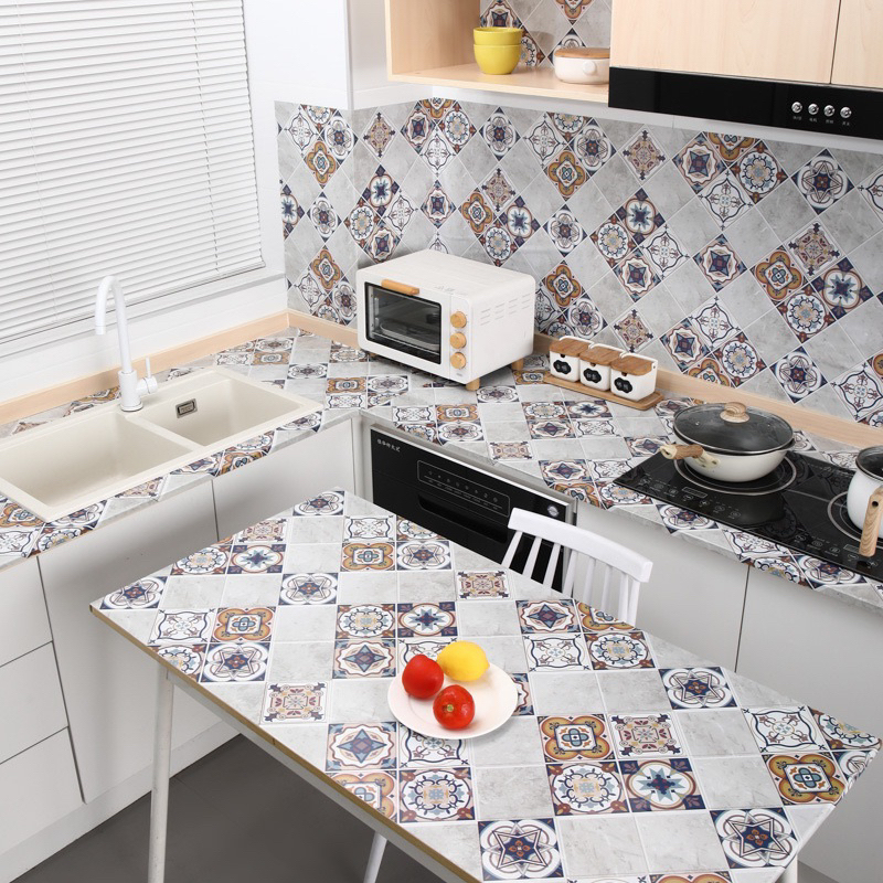 Decal hoa văn cho nhà bếp keo sẵn khổ 60cm x3M