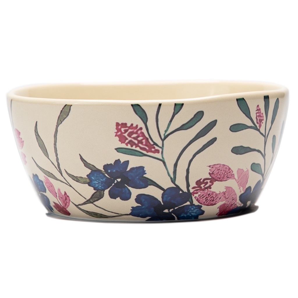 Tô Trộn Salad BAYA FLORAL Sứ Tráng Men Cao Cấp, Màu Kem Họa Tiết Hoa, Dễ Dàng Vệ Sinh, Cao 9 cm x Đường Kính 21 cm