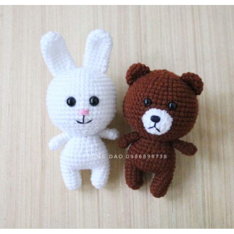Thú len nhồi bông handmade/ Brown and Cony / Thỏ và gấu móc len nhồi bông amigurumi (Đồng Dao)