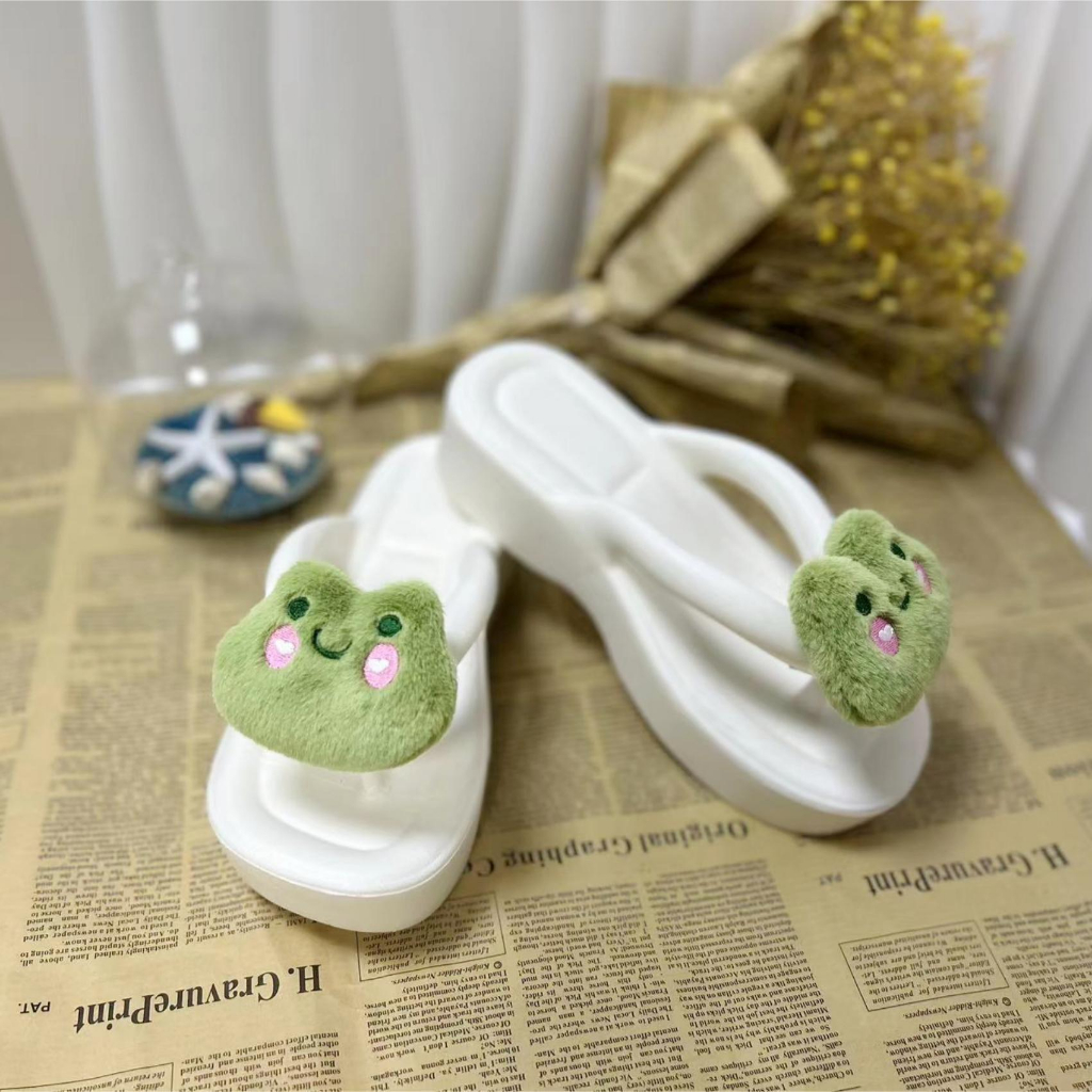 2023 mùa hè mới dễ thương ếch dày đế ngoài dép xỏ ngón