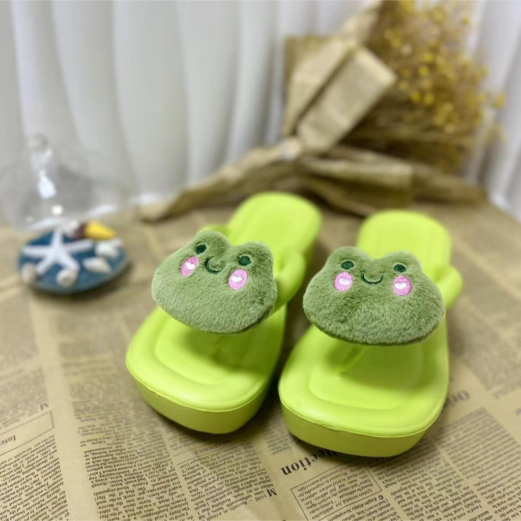 2023 mùa hè mới dễ thương ếch dày đế ngoài dép xỏ ngón