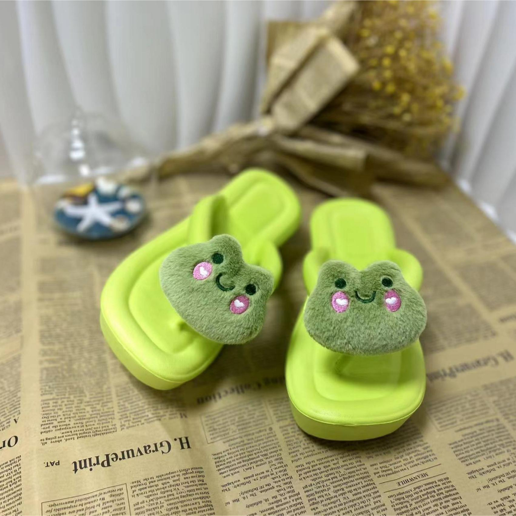 2023 mùa hè mới dễ thương ếch dày đế ngoài dép xỏ ngón
