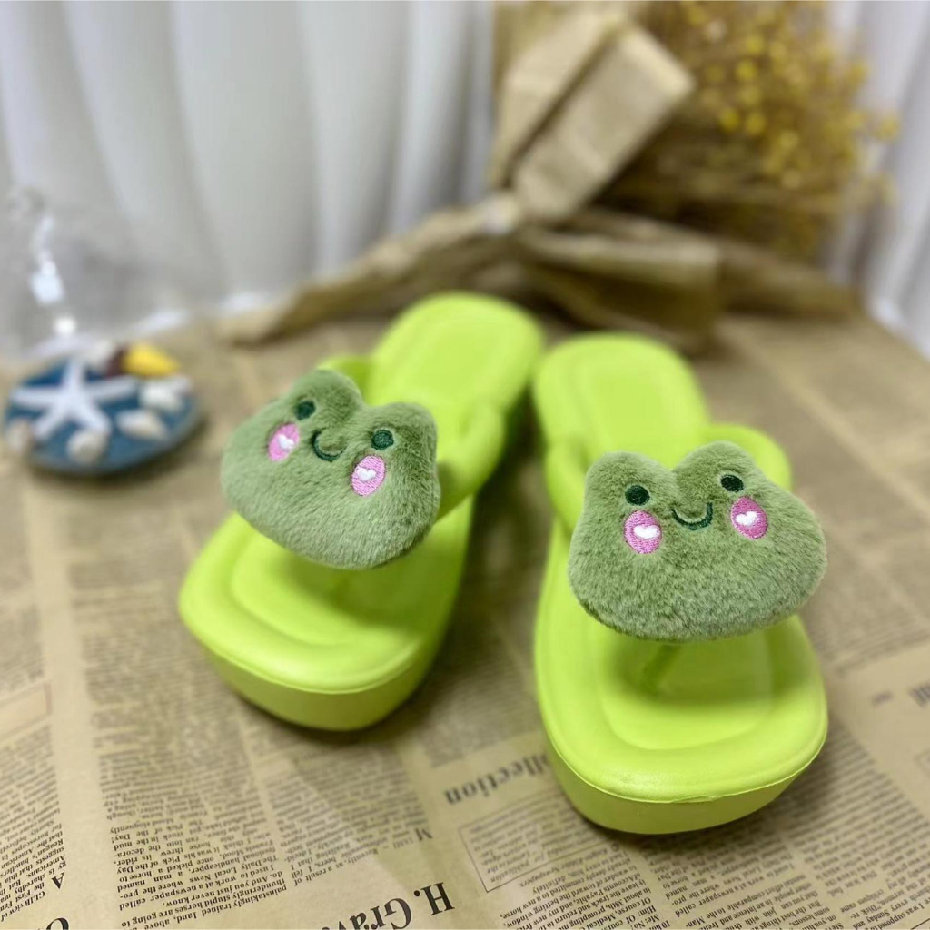 2023 mùa hè mới dễ thương ếch dày đế ngoài dép xỏ ngón