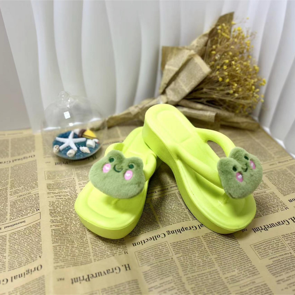 2023 mùa hè mới dễ thương ếch dày đế ngoài dép xỏ ngón