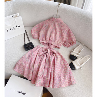 ĐẦM CARO CỔ SƠ MI CUTOUT LƯNG