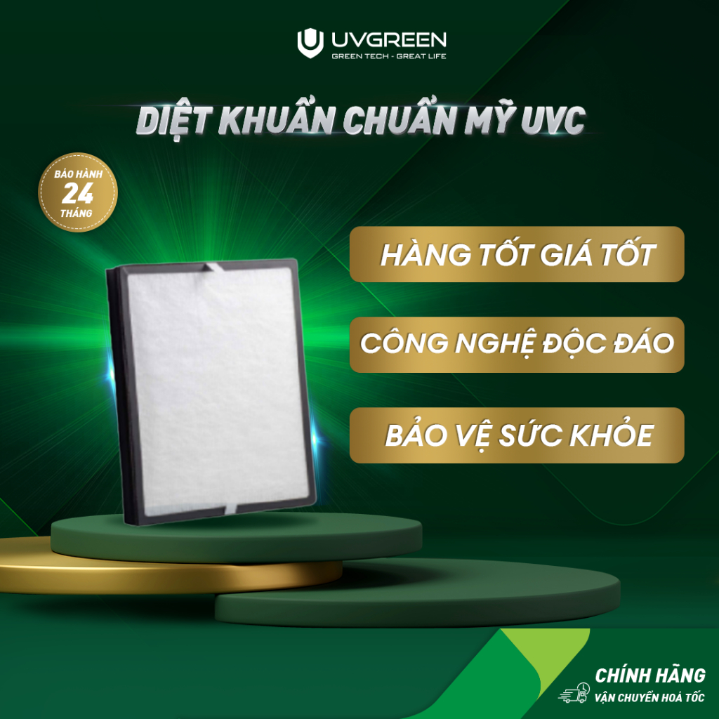 Màng Lọc HEPA H13 Diệt Khuẩn Cho Máy Lọc Không Khí UVGREEN KA600 FT - Bộ Lọc 3 Lớp, Loại Bỏ 99,97% Bụi Mịn