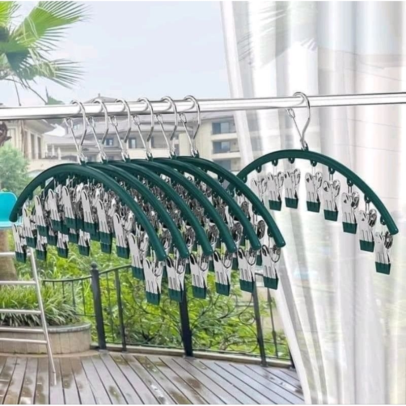 Móc treo đồ lót, treo tất, quần áo, 10 kẹp khóa chống gió, chống trượt chất liệu cao cấp bền đẹp
