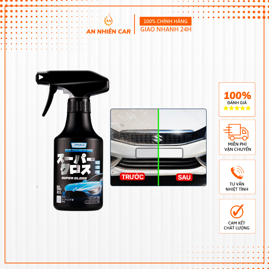 Chai xịt phủ bóng sơn xe ô tô JP24 Super Gloss, tăng độ bóng bề mặt nhanh chóng 300ML