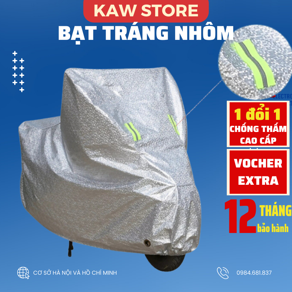 Bạt phủ xe máy Kaw K1L, K2L Phản quang, cách nhiệt - Bảo hành 1 đổi 1