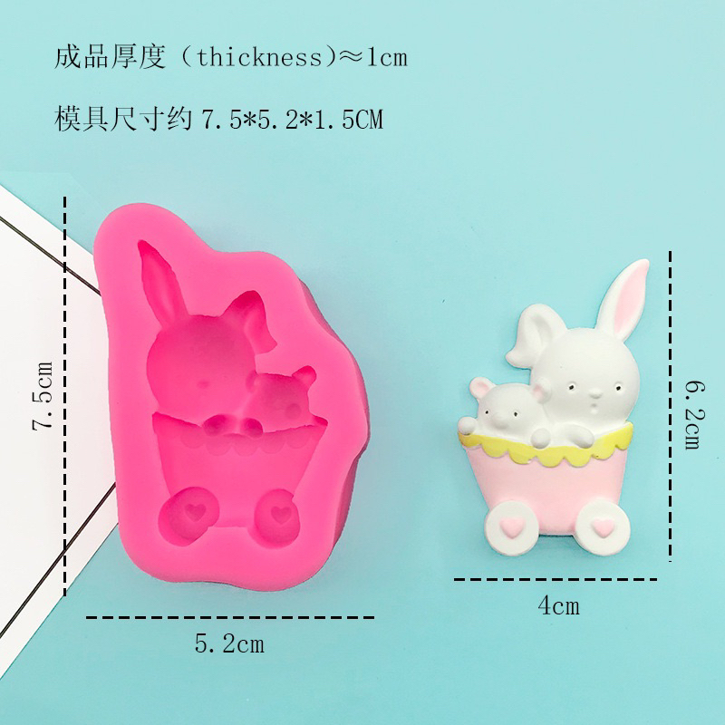 Set 3 khuôn silicone đoàn tàu thỏ