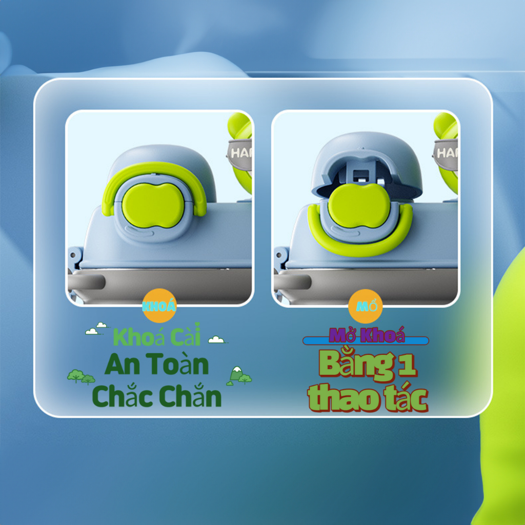 Bình Nước 2 Ngăn Cute Cho Bé,  Bình đựng nước chia ngăn có quai đeo kèm ống hút, Sticker 3D 2023 NEW