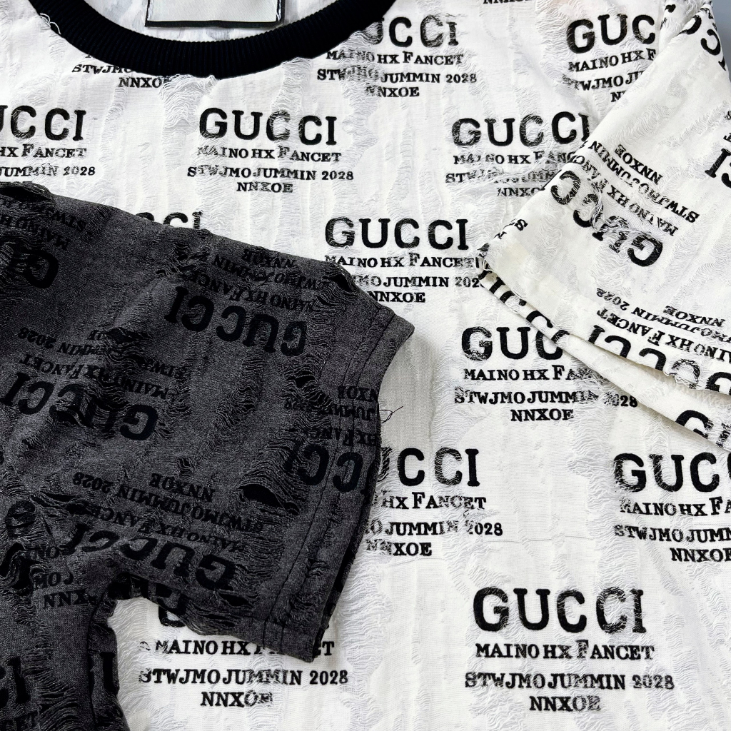 Áo Thun Rách Nam Nữ Phối Logo DG Hai Màu Đen Trắng Chất Liệu Cotton Co Giãn Hai Chiều Cao Cấp T.O