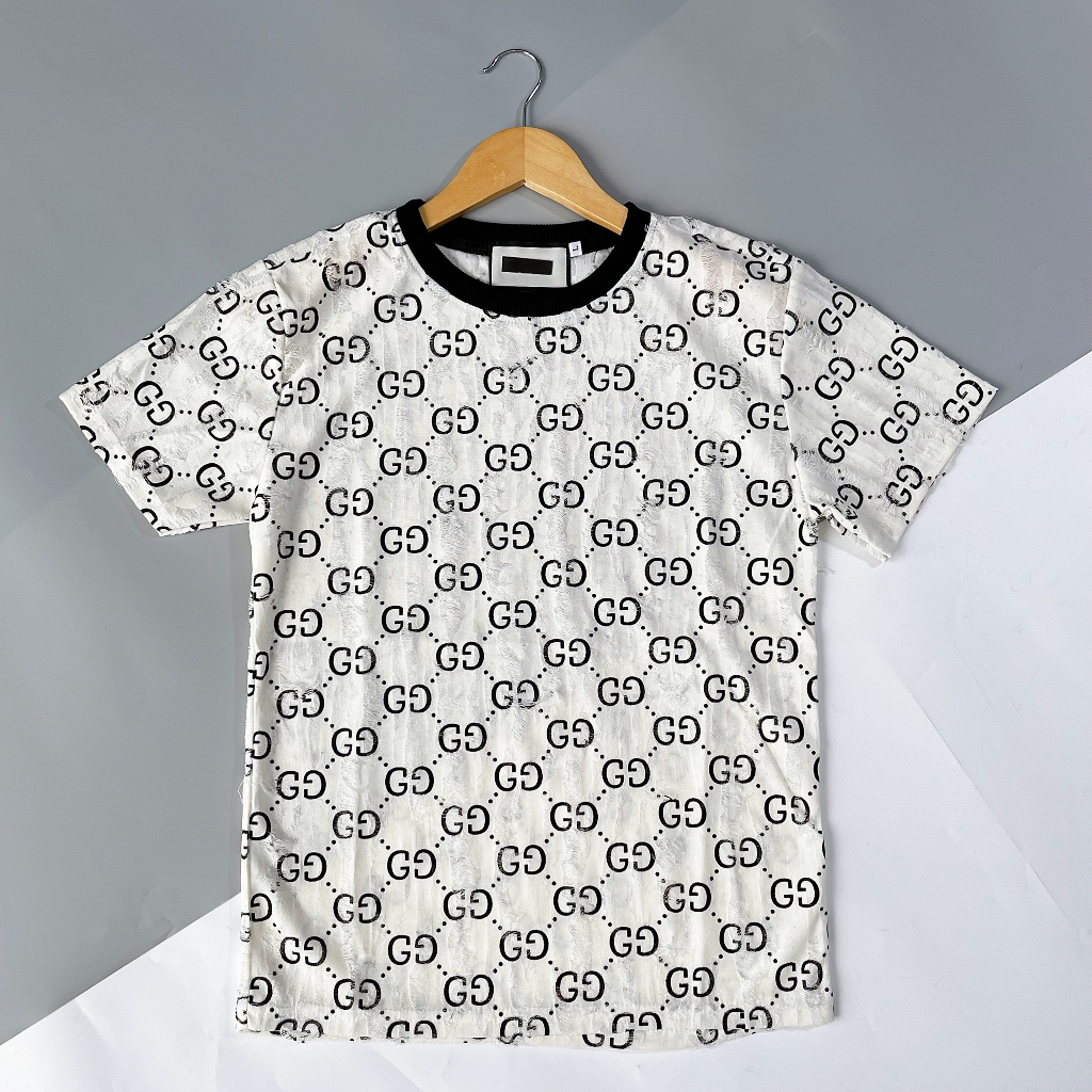 Áo Thun Rách Nam Nữ Phối Logo DG Hai Màu Đen Trắng Chất Liệu Cotton Co Giãn Hai Chiều Cao Cấp T.O