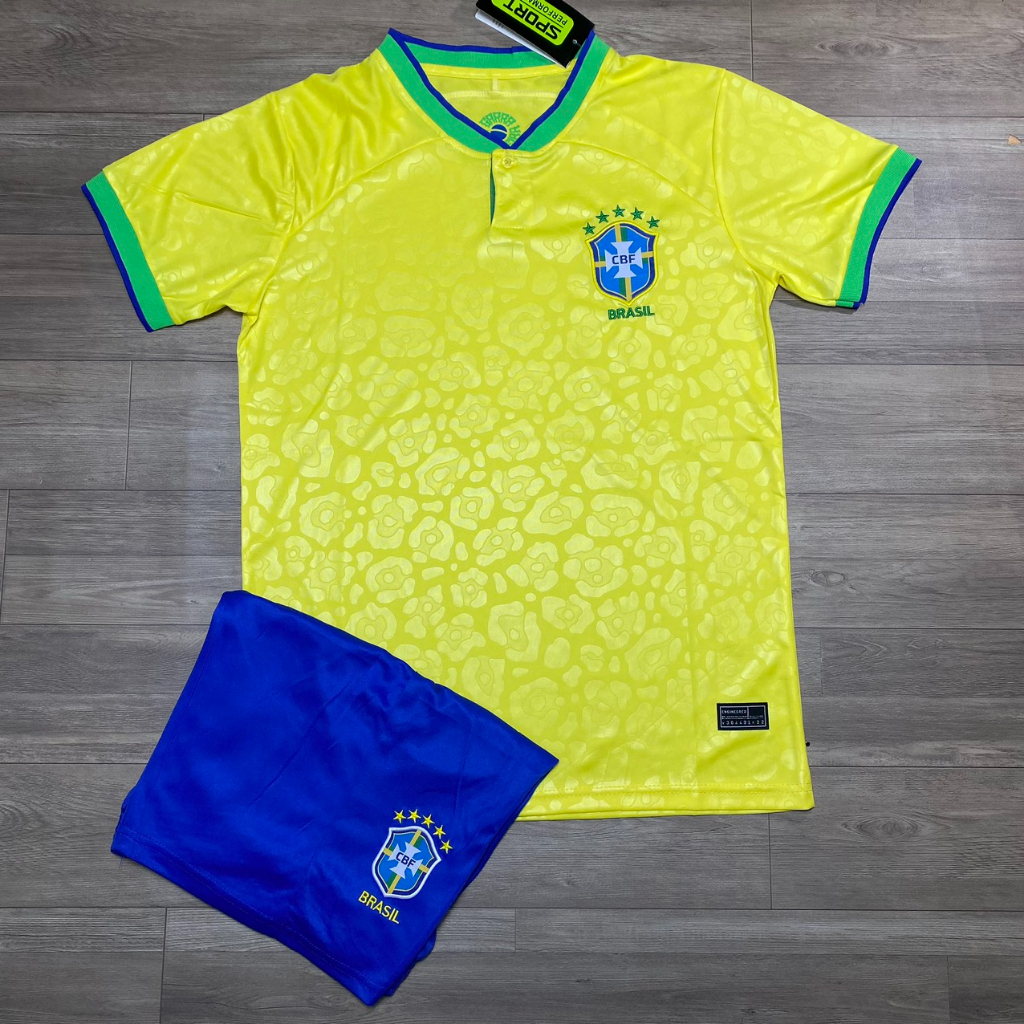 FREESHIP -  Áo Bóng Đá Đội Tuyển Brazil WC 2022 - HÀNG THUN THÁI - LOGO THÊU