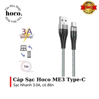 Cáp sạc nhanh 3.0a hoco me3 báo đèn
