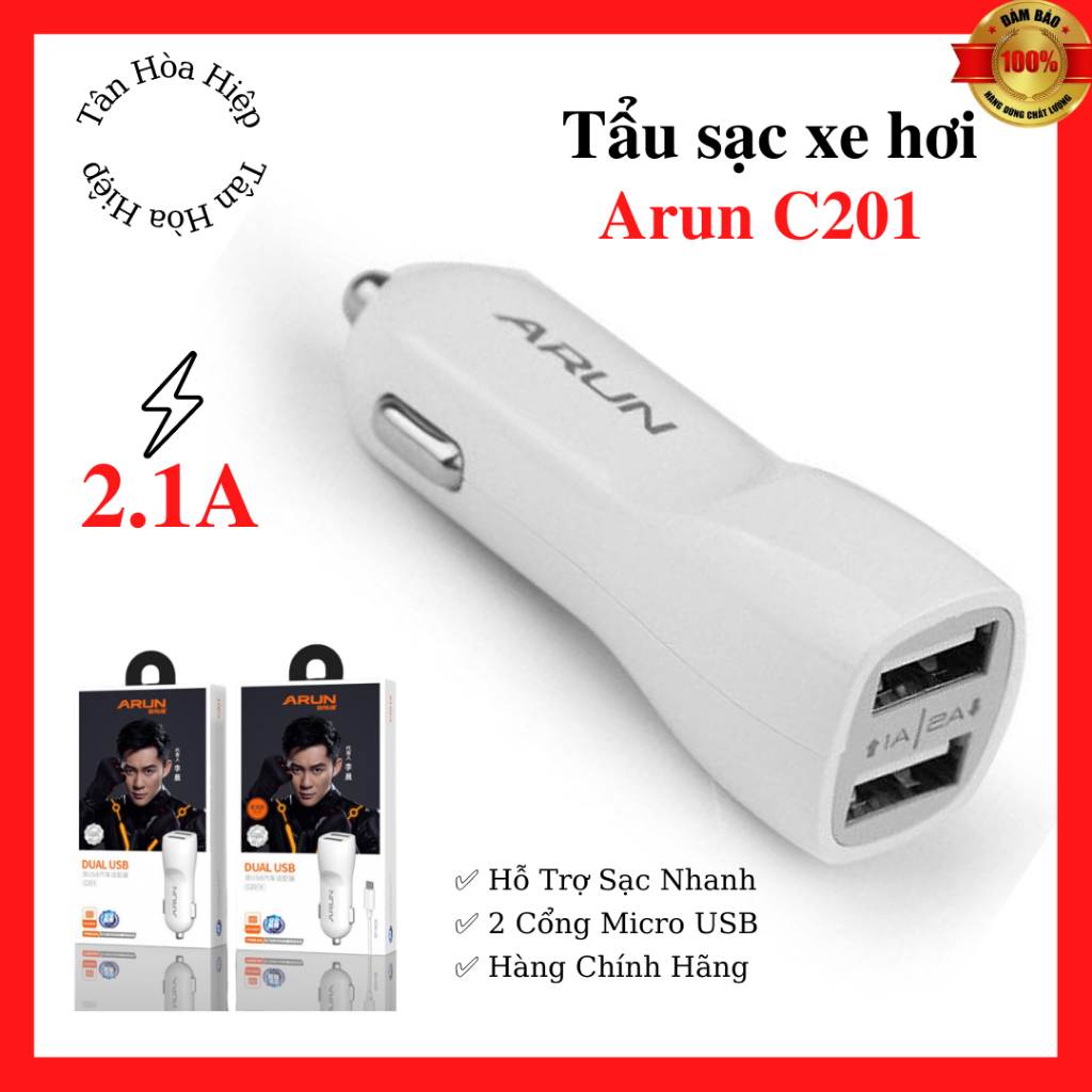 Sạc Xe Hơi ARUN C201 2 CỔNG USB