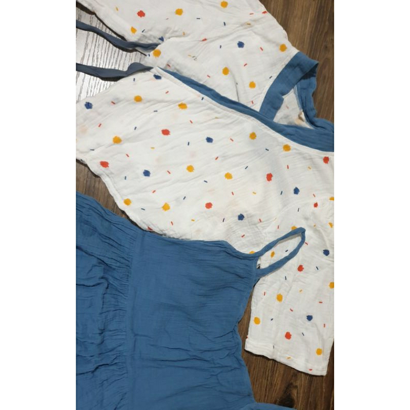 Đầm hanbok muslin xanh dương