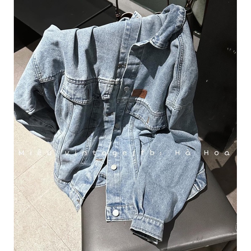 Áo khoác jeans denim tag da - mã 8110
