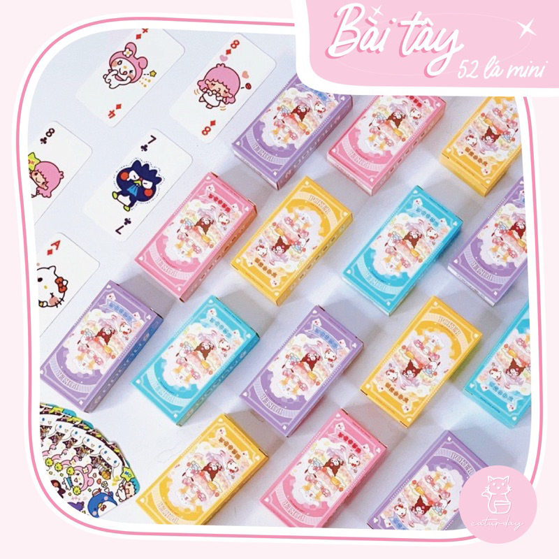 Bài tây 52 lá 8x4cm siêu dễ thương