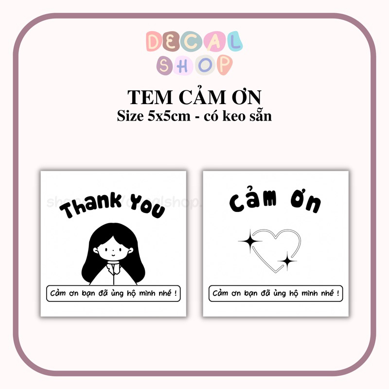 Tem Cảm Ơn Khách Hàng - Size 5x5cm- Có Keo Sẵn