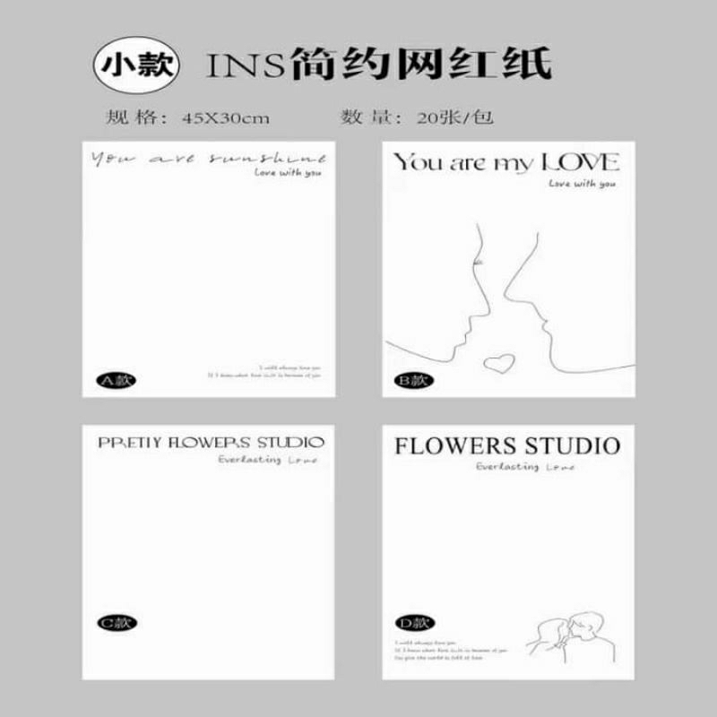 Giấy gói hoa gói quà in chữ màu trắng cao cấp