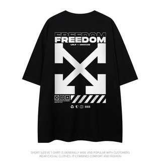Áo thun cotton nam nữ unisex tay lỡ form rộng - freedom x