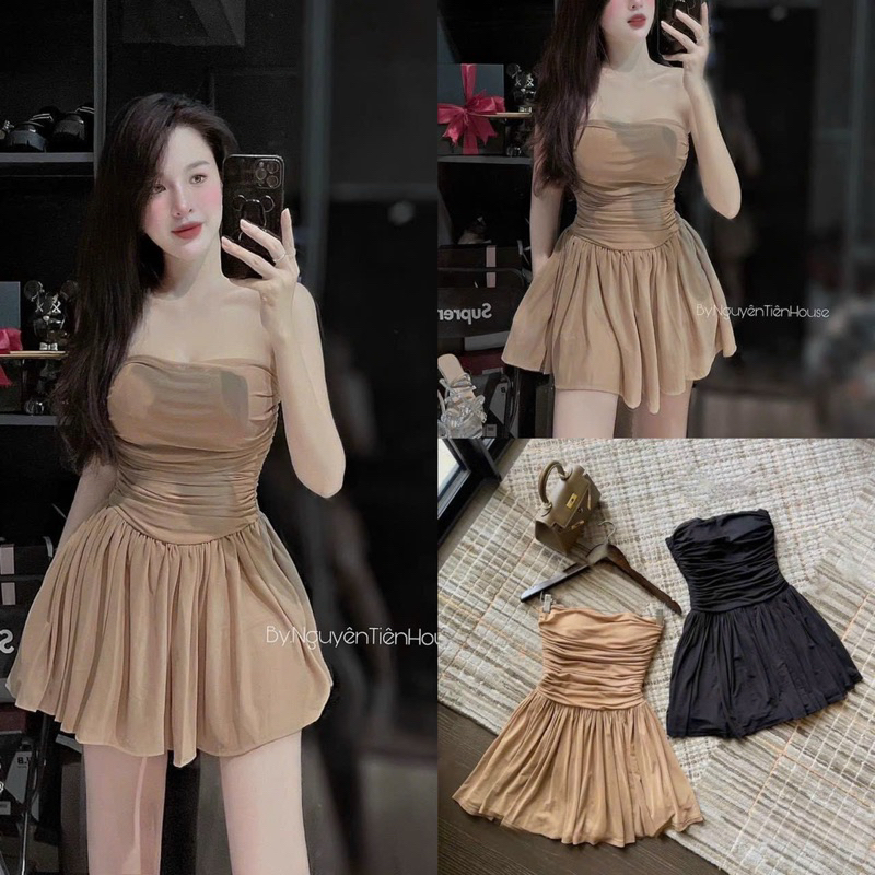 Đầm Ống Lưới Cúp Ngực Xoè (kèm dây cổ)