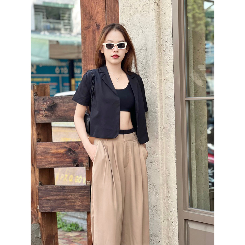 KA.IRA - Áo khoác nữ, áo blazer nữ dáng ngắn cổ vest phong cách Hàn Quốc, áo khoác thời trang, áo khoác công sở