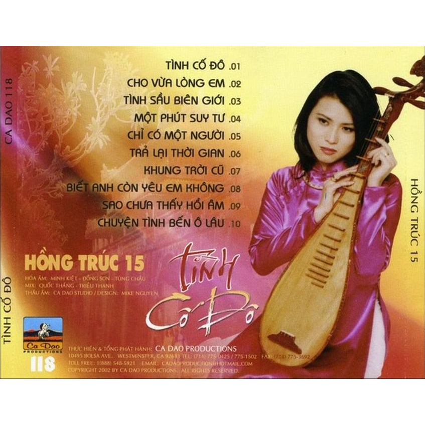 ĐĨA CD 2165. CDCD118 - Hong Truc 15 - Tinh Co Do Chất lượng cao