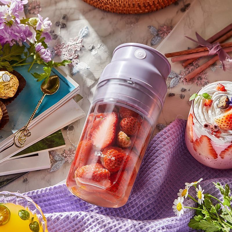 Máy xay sinh tố cầm tay BEAR LLJ-Q04H6 màu tím, sạc điện chính hãng,dung tích 300ml