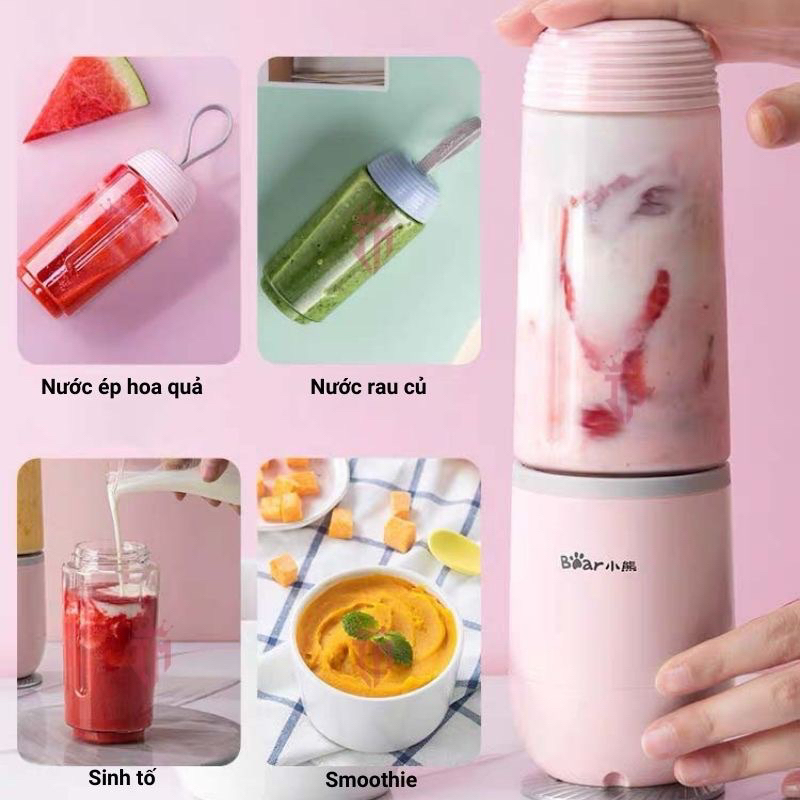 Máy xay sinh tố cầm tay BEAR mã D04B1, có 2 cốc 350ml, chính hãng bảo hành 12 tháng
