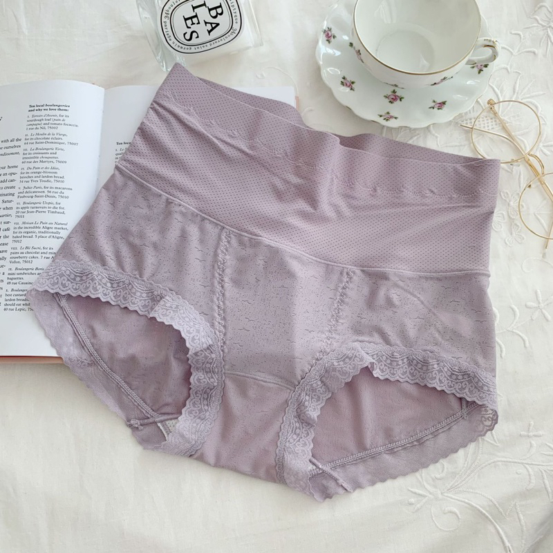 Quần lót nữ thun điều hòa cạp cao phối ren HA82 không viền gen bụng nâng mông