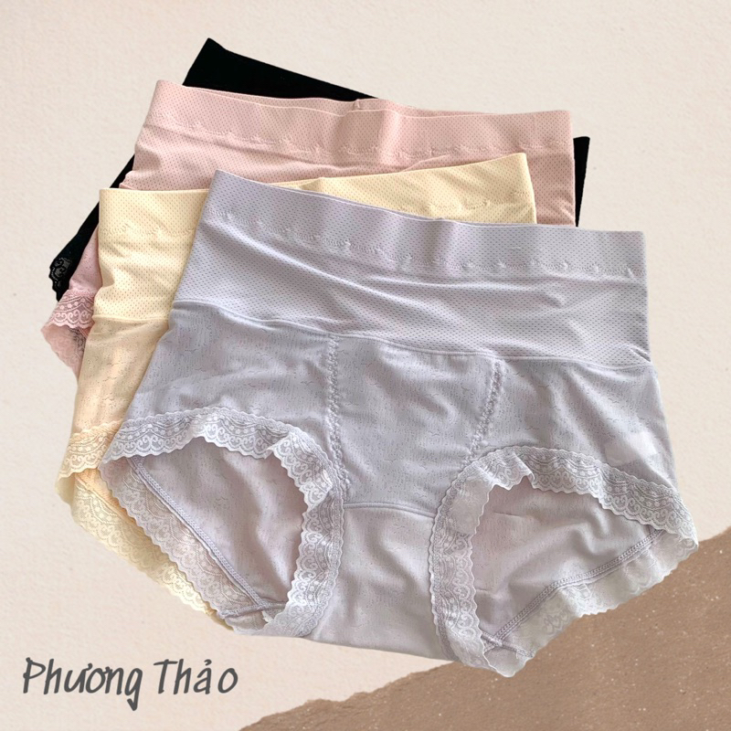 Quần lót nữ thun điều hòa cạp cao phối ren HA82 không viền gen bụng nâng mông