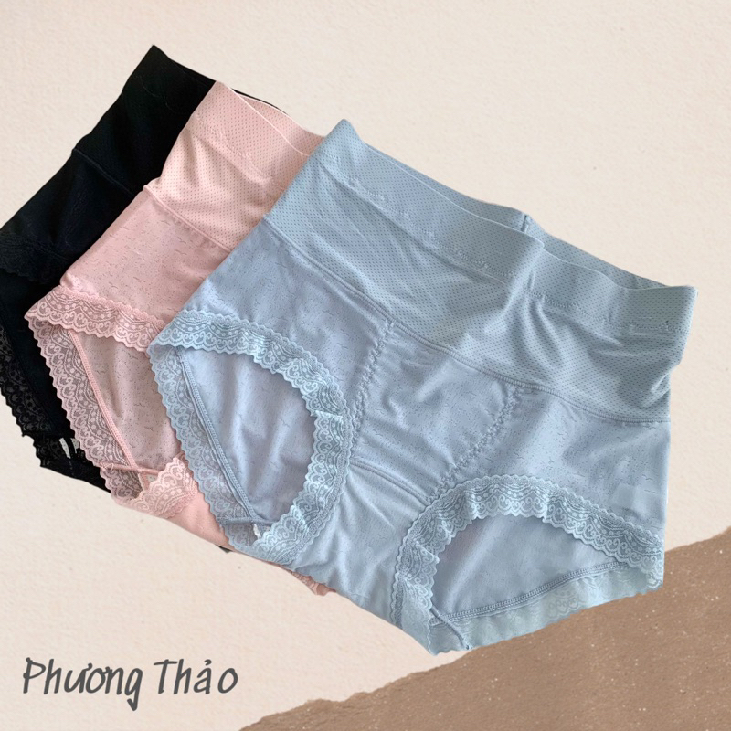 Quần lót nữ thun điều hòa cạp cao phối ren HA82 không viền gen bụng nâng mông