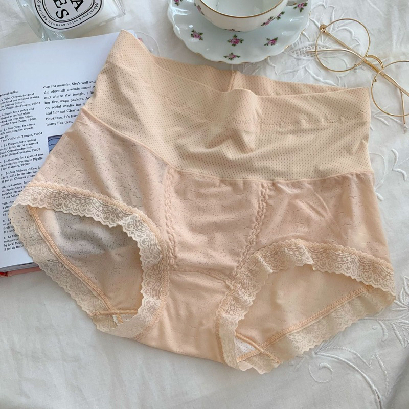 Quần lót nữ thun điều hòa cạp cao phối ren HA82 không viền gen bụng nâng mông