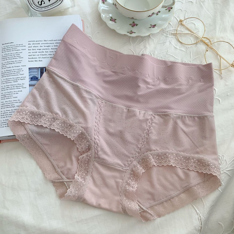 Quần lót nữ thun điều hòa cạp cao phối ren HA82 không viền gen bụng nâng mông