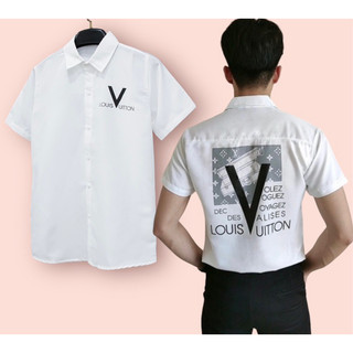 Áo sơ mi nam ngắn tay From body in LV lousvution vải lụa mềm đẹp