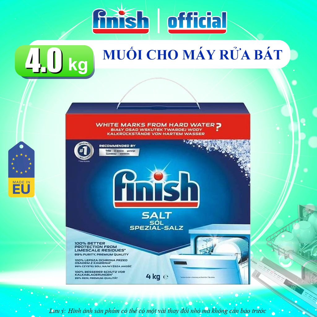 Muối Rửa Chén Bát Finish Hộp 4kg Giúp Làm Mềm Nước Và Bảo Vệ Máy Rửa Bát Nhập Khẩu Châu Âu Chính Hãng