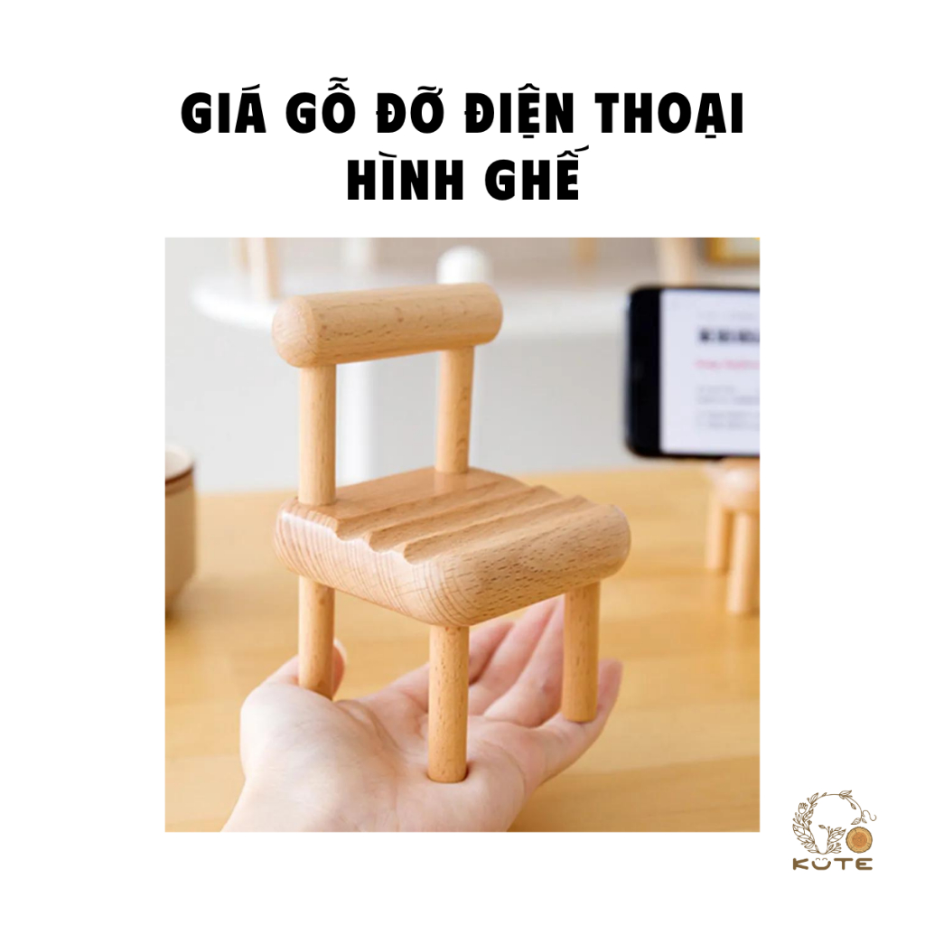 Giá Đỡ Điện Thoại Bằng Gỗ Trơn Hình Ghế Ngồi độc đáo và hình khối vuông Tiệm gỗ Mều