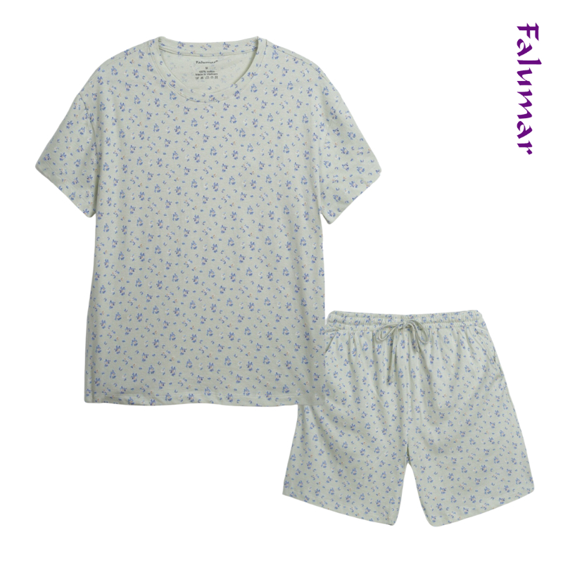 Bộ nữ mặc nhà Falumar, set quần đùi áo cộc tay chất cotton cho thanh niên và trung niên chính hãng